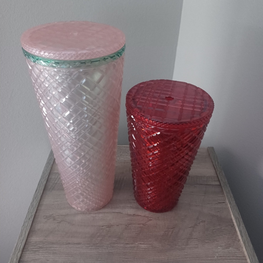 Starbucks Lot Of 2 Jeweled Tumblers No Straws - Picture 5 of 9
